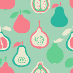 Wall Mural - Brush Grunge Exotic Fruits Seamless Pattern.