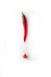 exclamation point made with chillies on white background