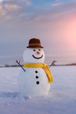 Fototapeta Na sufit - Funny snowman in yellow hat