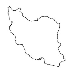 Fototapete - Iran map of black contour curves of vector illustration