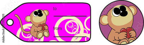 Sweet Little Baby Monkey Cartoon Hug Heart Copyspace Sticker In Vector Format Very Easy To Edit Stock Vector Adobe Stock