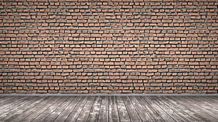  brick wall and wooden floor background texture HDR