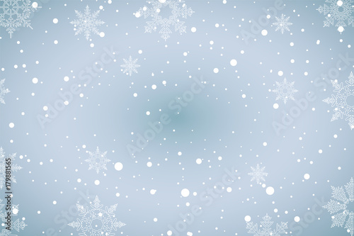 Foto-Schiebegardine mit Schienensystem - Christmas background, winter decoration season design card with snow and snowflake. Vector xmas (von huhehoda)