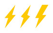 Set of three lightning bolt icons