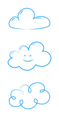 Wall Mural - cute hand drawn clouds - collection. vector.