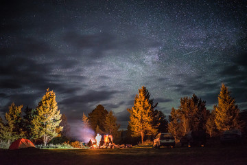 Camping with friends under the stars