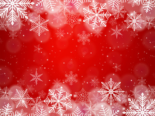Wall Mural - red christmas snowflakes background with light effect