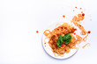 © juliet_boo - Italian pasta on a plate, spaghetti cooked with tomato sauce.