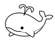 クジラ(線画、境目、潮)