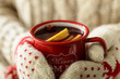Hot mulled?wine in red mug