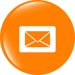 Poster - Email icon on glossy round button . Trendy flat style sign isolated on white background