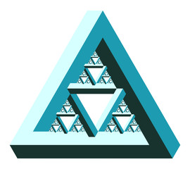 Wall Mural - fractal penrose triangle - impossible optical illusion - vector illustration