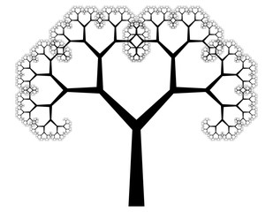 flat vector computer generated l-system branching fractal - pythagorean tree - generative art