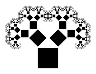 Wall Mural - flat vector computer generated l-system branching fractal - pythagorean tree - generative art