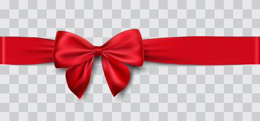 red satin ribbon and bow vector illustration