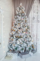 Wall Mural - Classic white christmas interior background