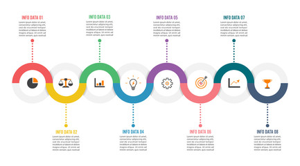 Poster - 8 Parts infographic design vector and marketing icons can be used for workflow layout, diagram, report, web design. Business concept with options, steps or processes.
