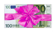 ruban rose sur billet de 100 euros c