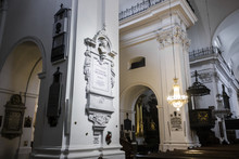 Funerary Monument On A Pillar In Holy Cross Church, Warsaw, Poland, Enclosing The Heart Of Polish Composer Frederic Chopin