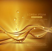 Vector Gold Brown Abstract Background With Waves And Bubbles