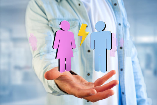 Couple of a man and a woman meeting on the internet - 3D rendering