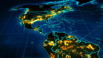 Poster - World Map With Curvy Links
