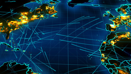 Poster - World Map With Curvy Connections