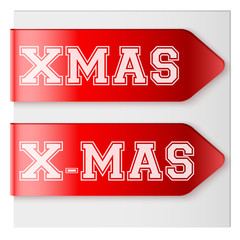 Wall Mural - Set of Xmas Red Label Ribbons. Vector illustration Isolated on white background.