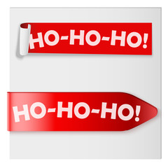 Wall Mural - Set of Santa Ho-ho-ho Red Label Ribbons. Vector illustration Isolated on white background.