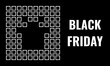 black friday advertising banner, squared mosaic gift box and letters with black background