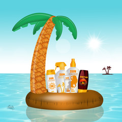 Poster - solar lotion in the Inflatable palm