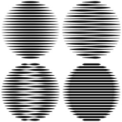 Poster - set Circle Logo with lines unusual icon Design, Vector horizontal stripes Geometric shape, the effect of refraction, the refraction of light, pop art design