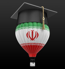 Poster - Hot Air Balloon with Iranian flag and Graduation cap. Image with clipping path
