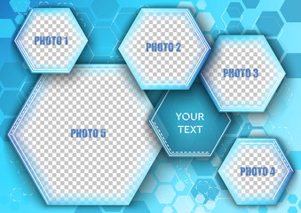 Wall Mural - Template for photo collage in modern style. Frames for clipping masks is in the vector file