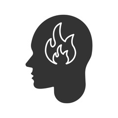 Sticker - Human head with flame inside glyph icon