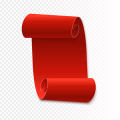 Poster - Merry Christmas red paper banner. Blank scroll isolated. Vector