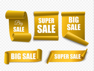 Wall Mural - big sale banners. paper scrolls. vector super sale stickers.