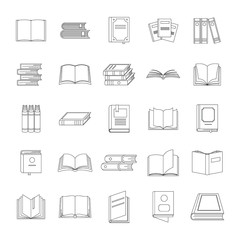 Poster - Book icons set, outline style