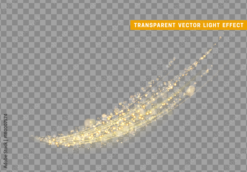 Magic light effect. Stardust golden glitter. Sparkle star dust vector ...