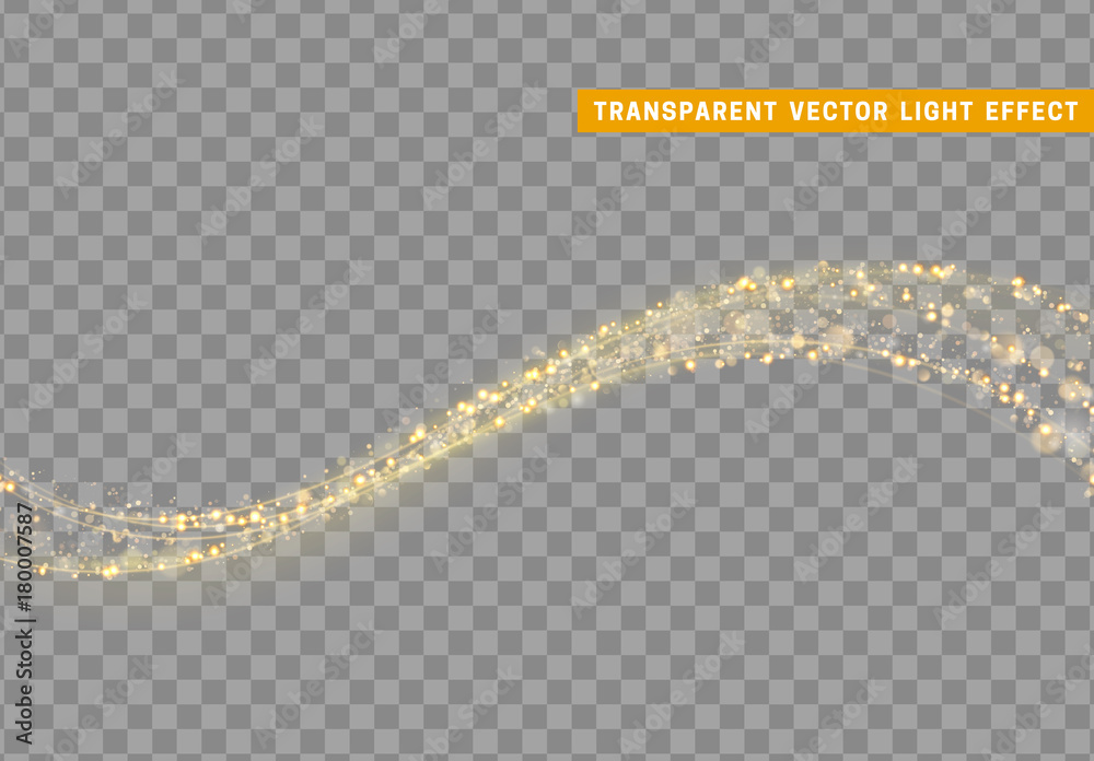 Magic light effect. Stardust golden glitter. Sparkle star dust vector ...