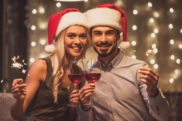 Wall Mural - Couple celebrating New Year