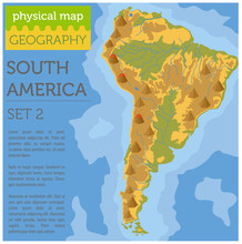 South America Physical Map Elements. Build Your Own Geography Info Graphic Collection