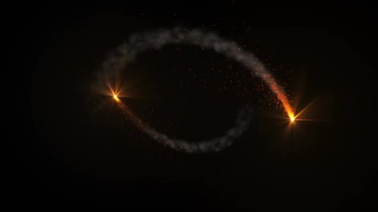 Wall Mural - fire comet light flying. shining lights in motion with small particles. ring of fire, plasma ring on