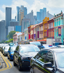 Sticker - Singapore traffic jam in Chinatown