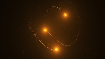Poster - fire comet flying. shining lights in motion with small particles. ring of fire, plasma ring on a dar
