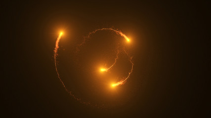 Poster - fire comet flying. shining lights in motion with small particles. ring of fire, plasma ring on a dar