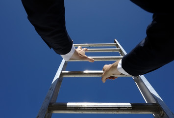 Climbing the corporate ladder business concept