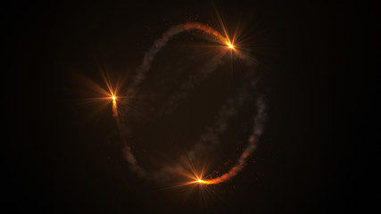Wall Mural - fire comet flying. shining lights in motion with small particles. ring of fire, plasma ring on a dar