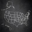 USA map with Alaska and Hawaii, separate states individual, blackboard chalkboard vector