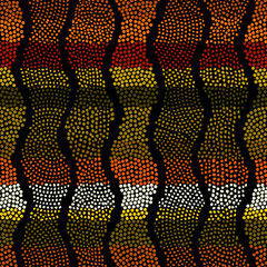 Aufkleber - Ethnic boho seamless pattern in african style on black background. Tribal art print. Irregular polka dots pattern.